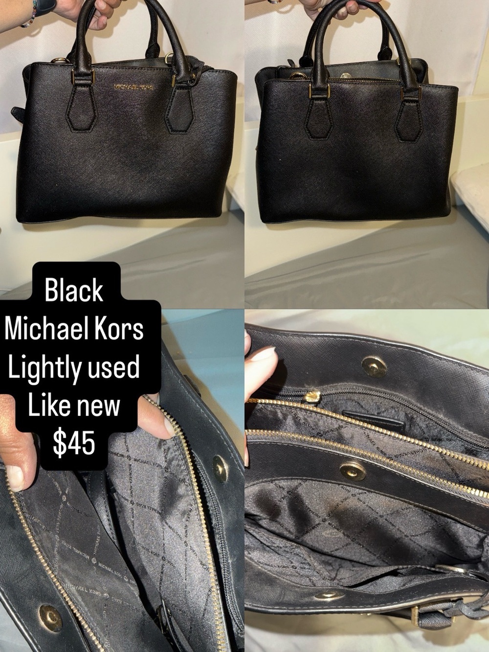 Michael Kors Black Saffiano-Style Top-Handle Satchel